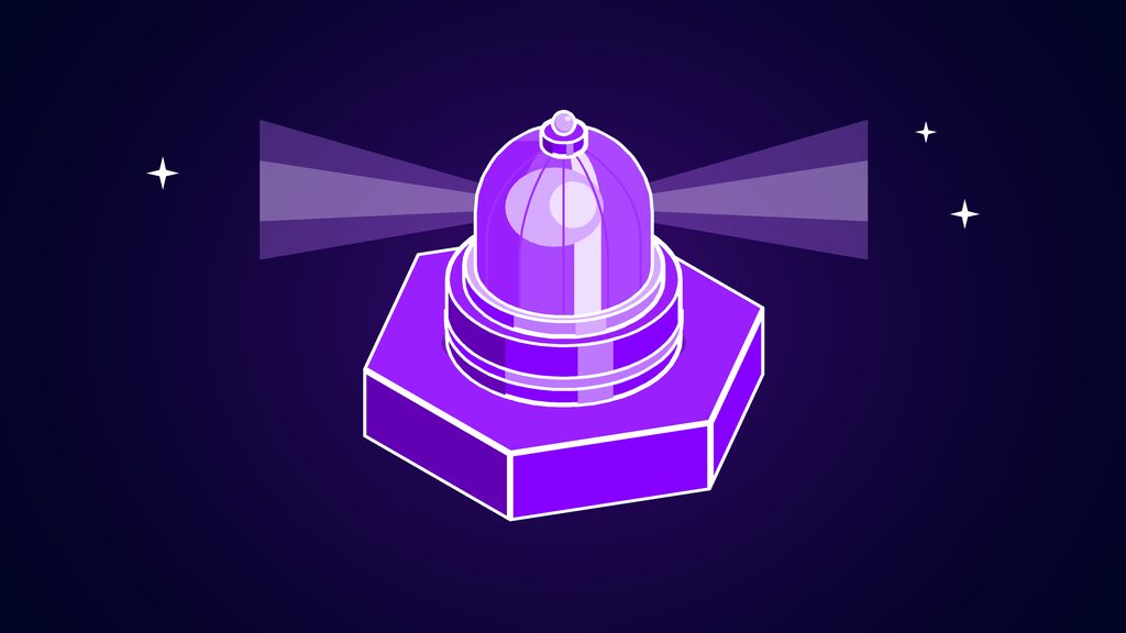 AI cyber threat alerts shown as a dome warning beacon on a cylindrical base
