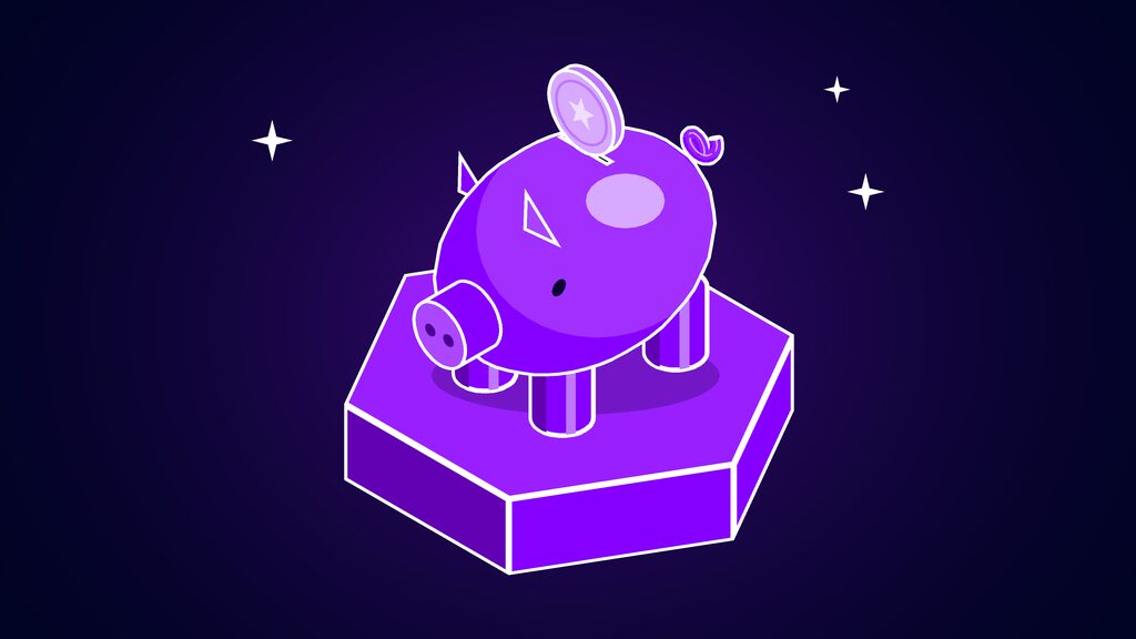 Piggy bank with a coin going into the slot, standing for the cost of cybercrime to businesses