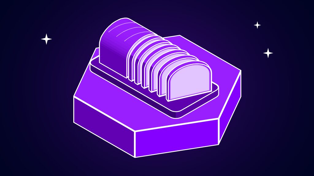 AI Quests brain mapping step shown as a loaf of bread cut into many thin slices on a cutting board