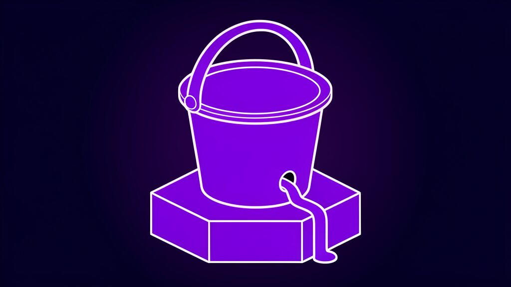 Leaking bucket illustrating negative free cash flow during the AI spending boom