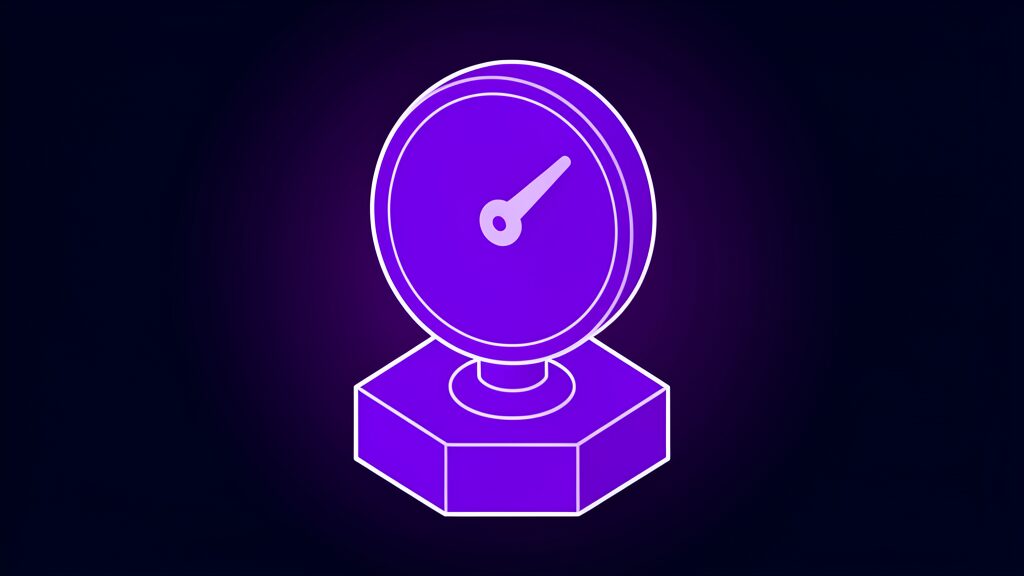 Gauge dial measuring AI spending reports