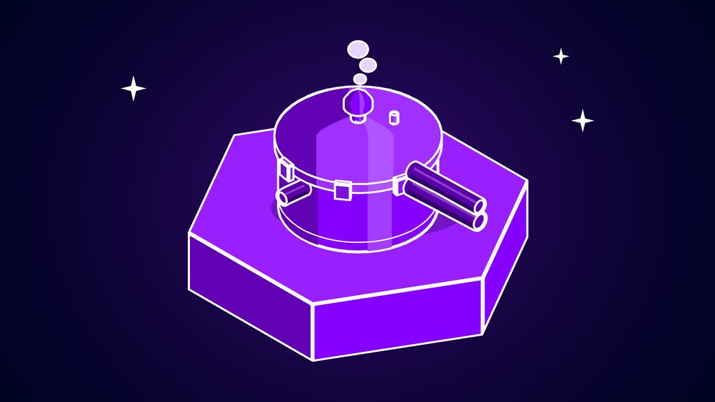 Anthropic S-1 risk illustrated by a pressure cooker with a locked lid and a steam valve releasing steam