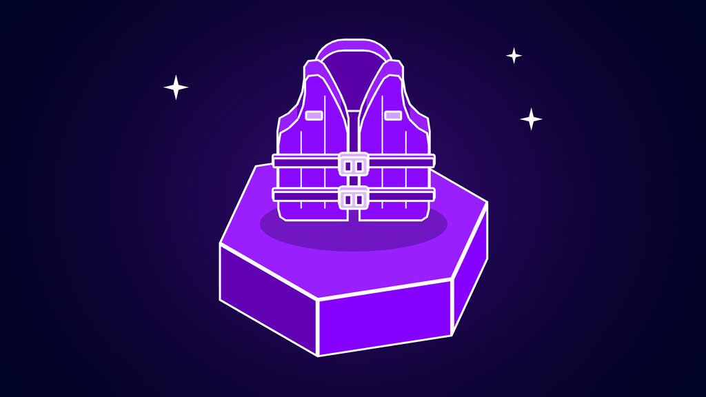Anthropic S-1 lessons for businesses shown as a life jacket with two buckled straps on a violet plinth