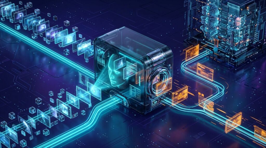 AI deepfake detection system analysing compressed video data before examining suspicious frames