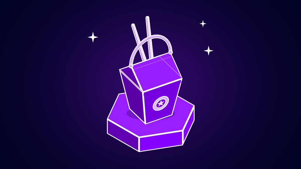 Best AI agent lunch test shown as a takeout carton with two chopsticks