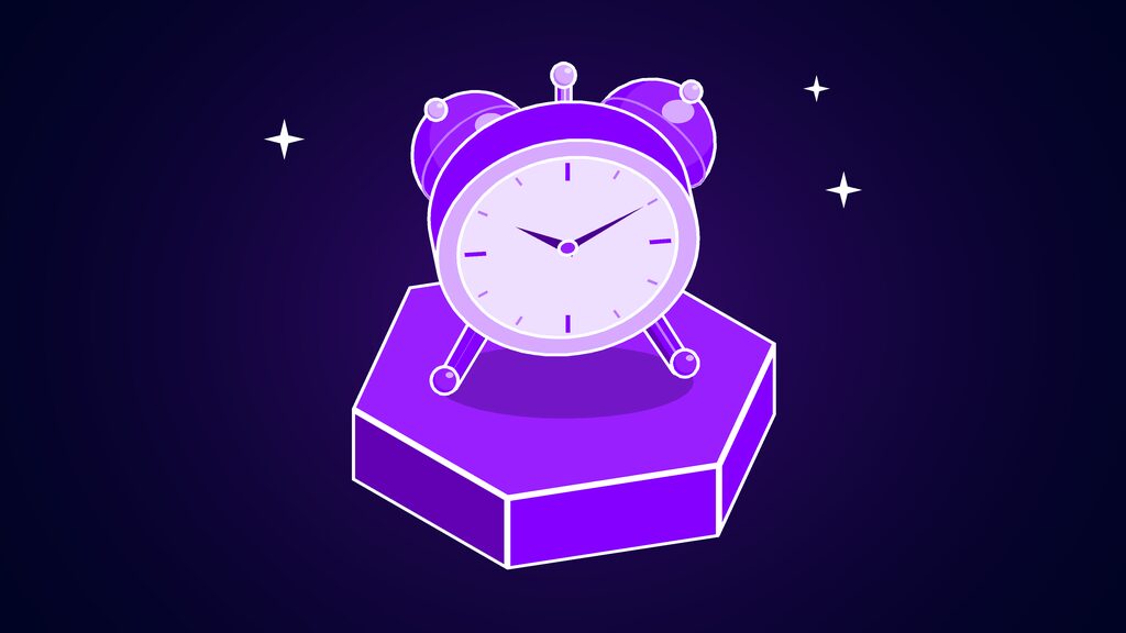 Wind-up alarm clock with twin bells, standing for the 2 pm schedule clash test