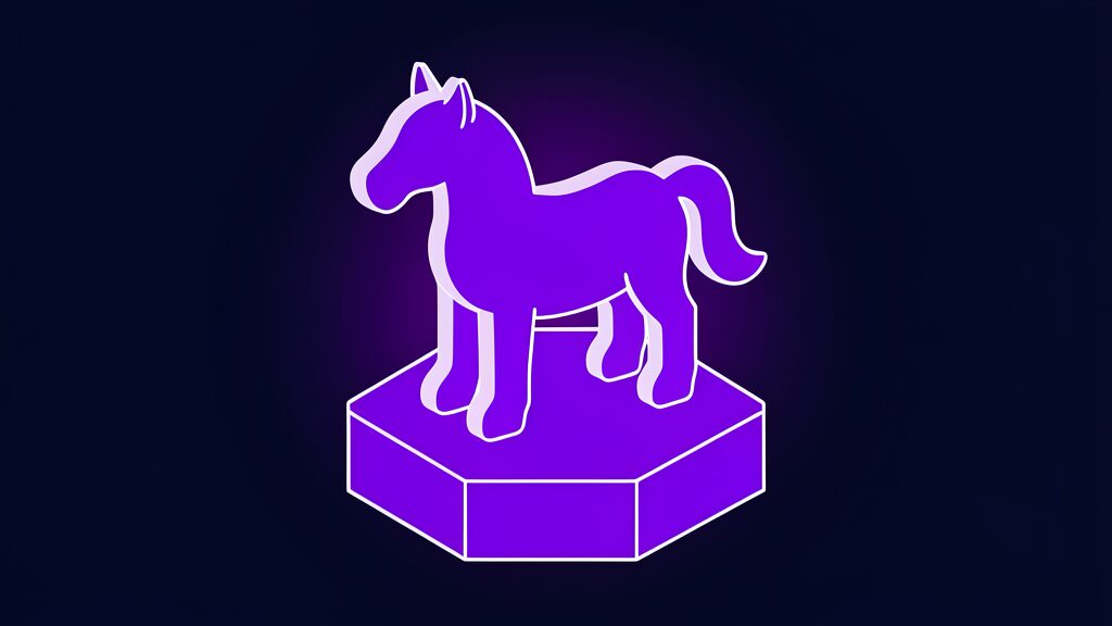 Backdoored code traveling into air-gapped networks shown as a wooden horse figure