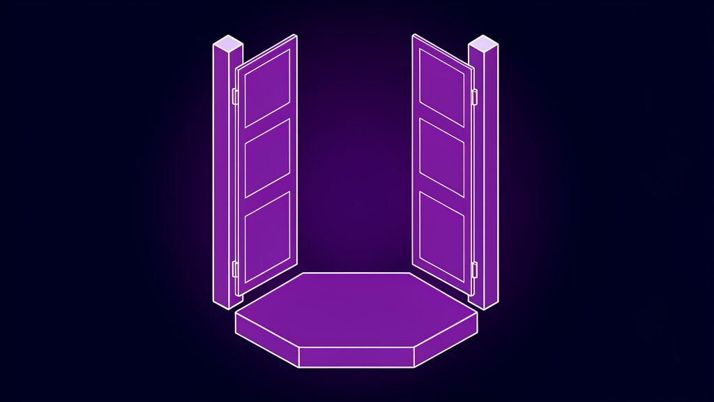 Violet open gate representing the staged, gated rollout of Gemini 4 Carbon through the Fairwind Program