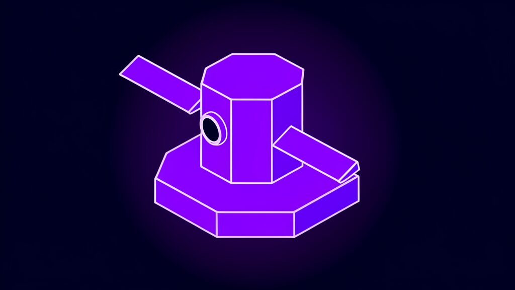 Project Suncatcher prototype satellite bus with solar wings - violet isometric illustration