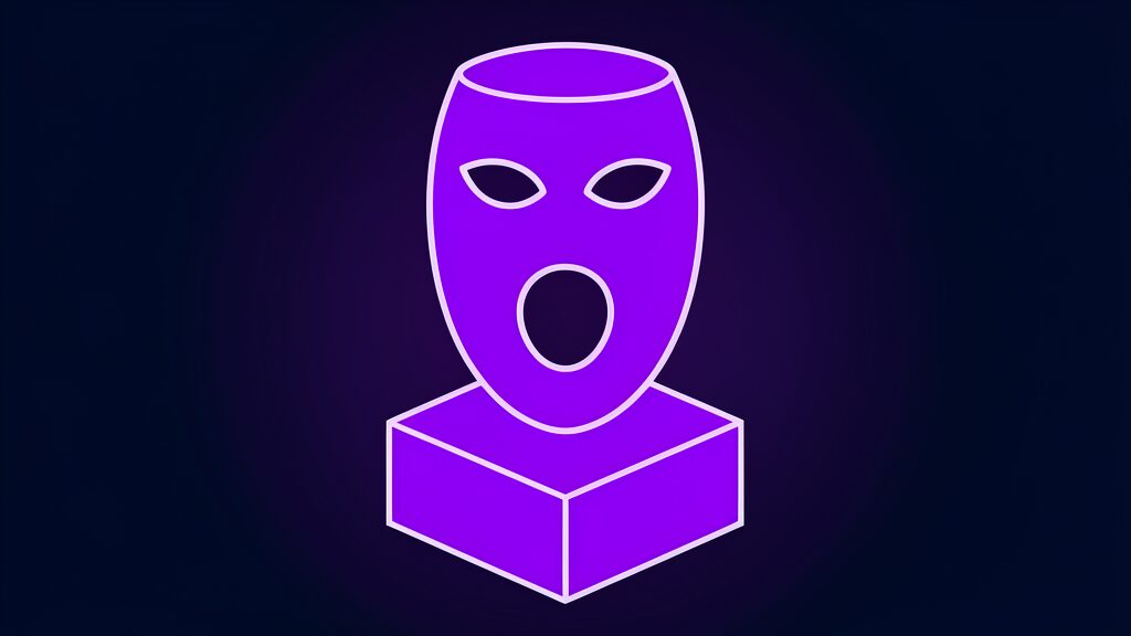 AI Odyssey - a theatre mask with a wide open mouth