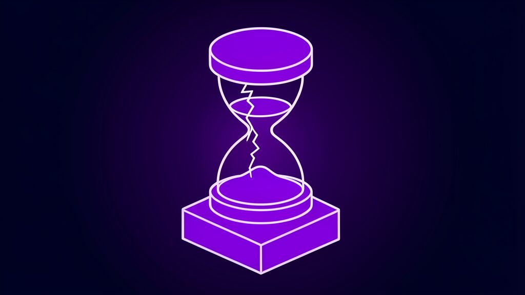 an hourglass with a cracked neck