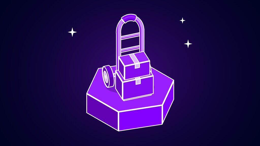 Hand trolley carrying stacked moving boxes, standing for upgrading from an Intel or M1 iMac