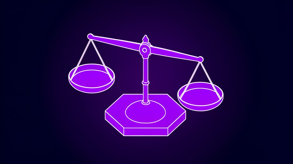 Infostealer malware appraisal shown as a two-pan balance scale weighing what a victim is worth