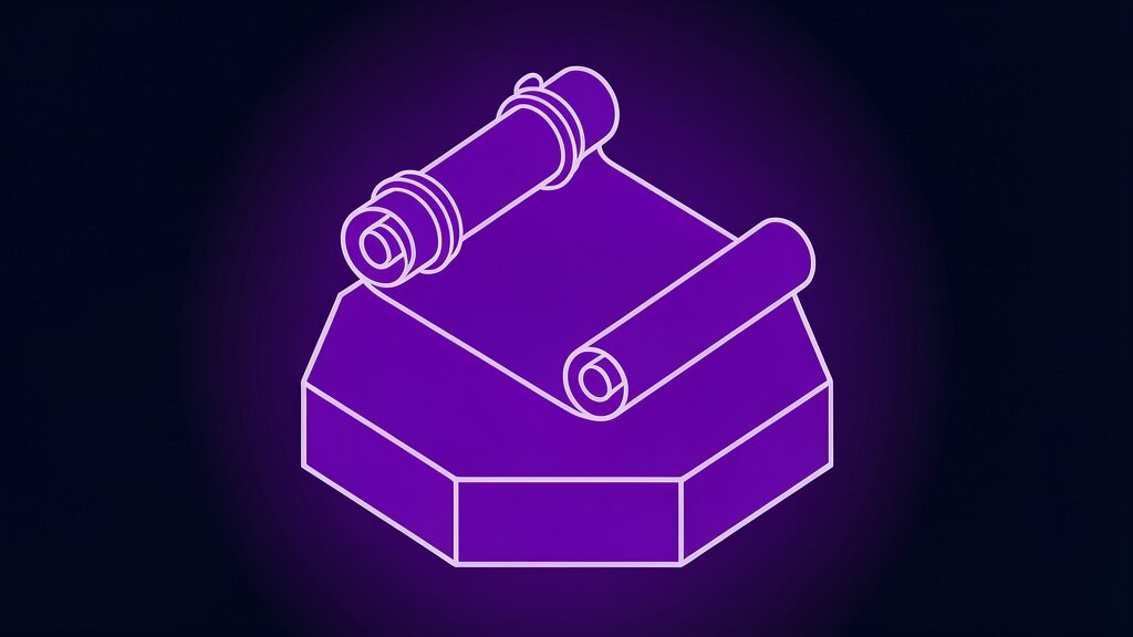 Violet bound scroll contract, metaphor for the April 2026 Microsoft OpenAI revenue agreement