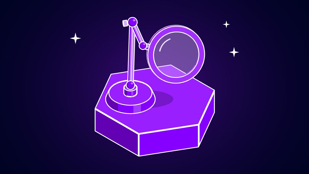 Desk magnifier lamp on a jointed arm, standing for checking the Python code behind an AI-built report