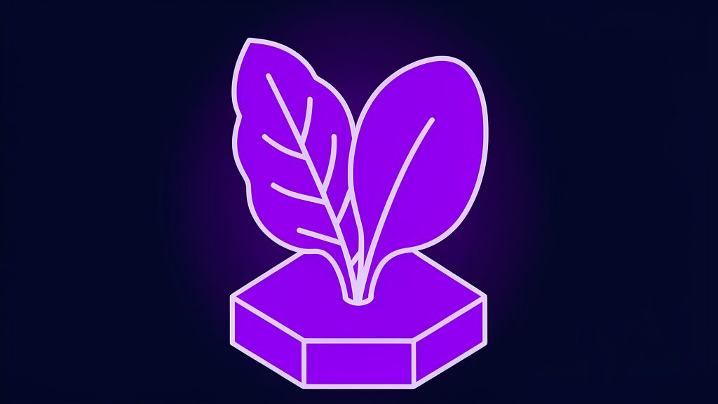 A leaf half-changed and half-intact on a plinth