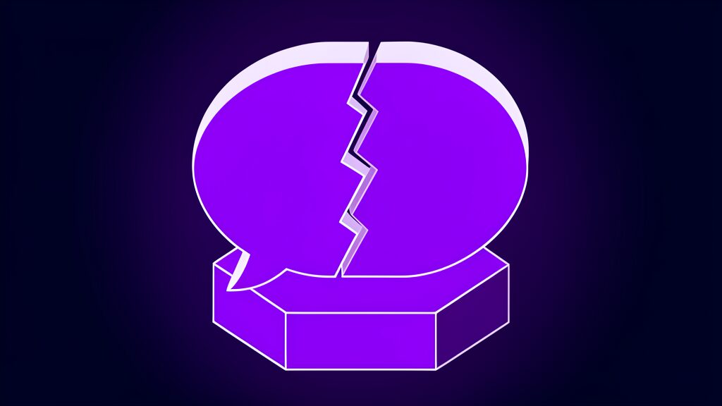 Cracked chat bubble for the Ollie AI assistant shutdown