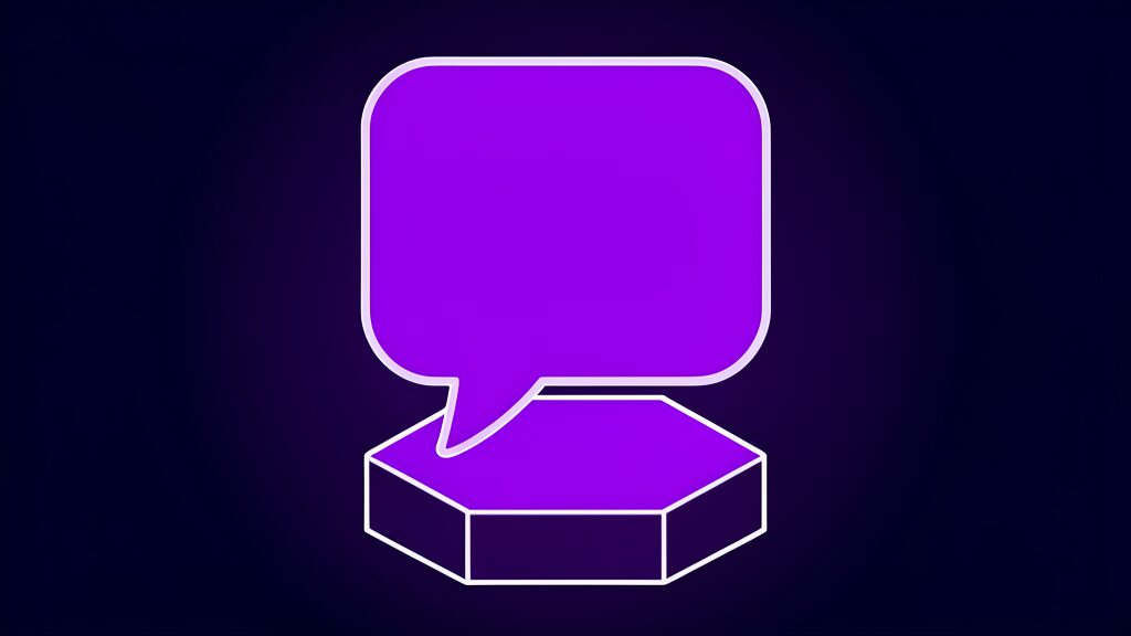 AI disarmament FAQ: a violet speech bubble on a dark navy background