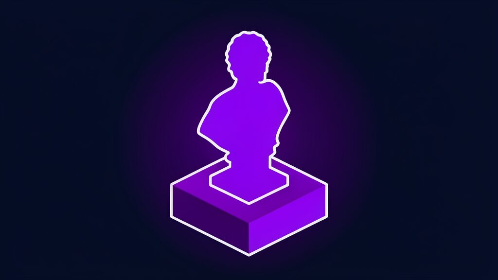 Legal personhood for AI debate symbolized by a violet classical bust