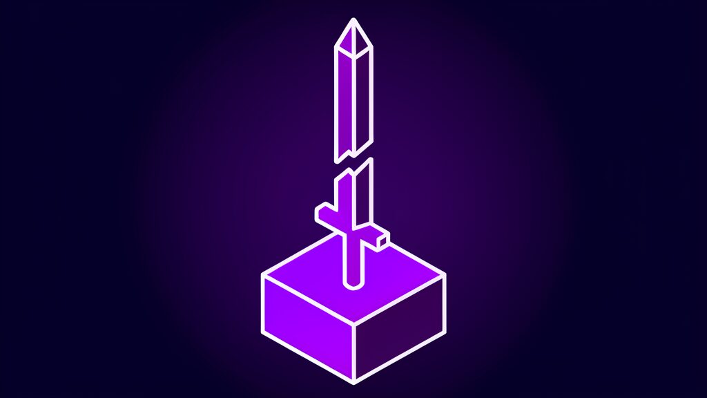 Pope Leo calls for AI disarmament: a violet broken sword on a dark navy background