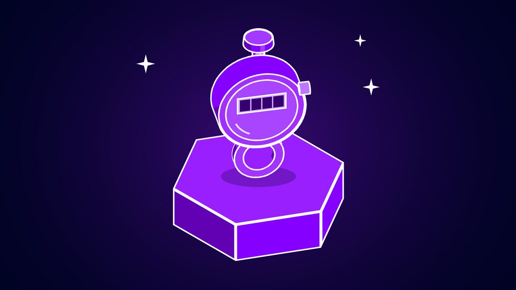 Hand-held tally counter with a thumb button, standing for the 1,714 questions the AI judges asked