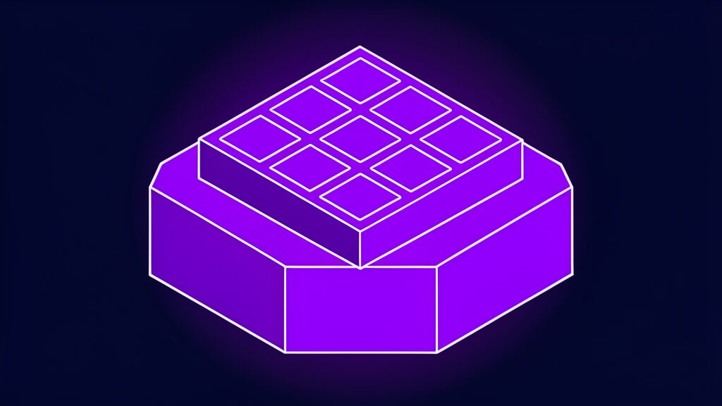 Square tile with a grid of recessed cells standing for mesh and face count choices