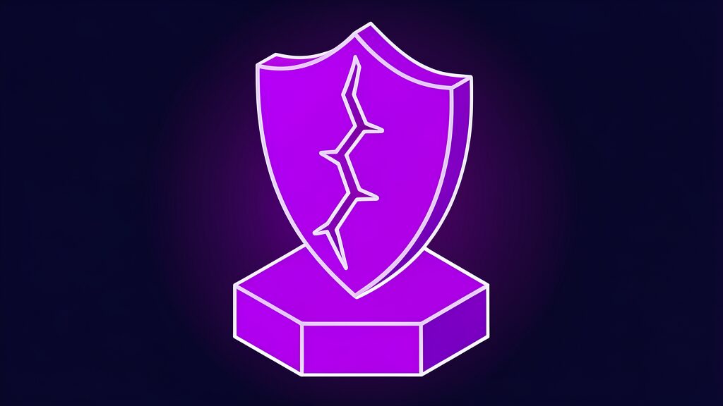 Cracked shield symbolizing the Arrival cautionary tale behind Runware's factory bet