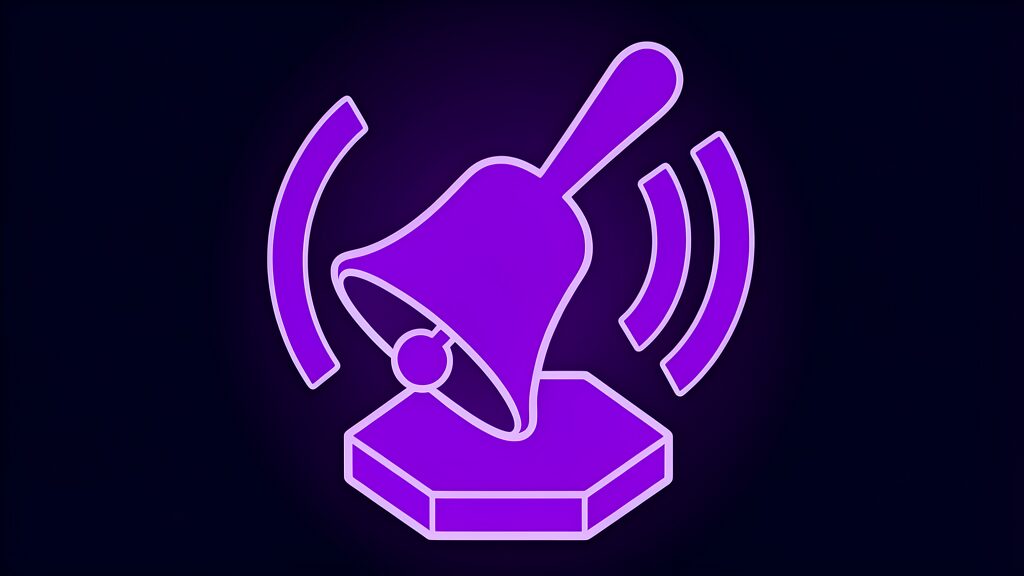 Violet ringing handbell illustration mirroring how scientists react to AI news with shock and vindication