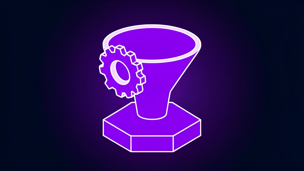 Funnel and gear representing the data engine behind the Starbucks AI menu