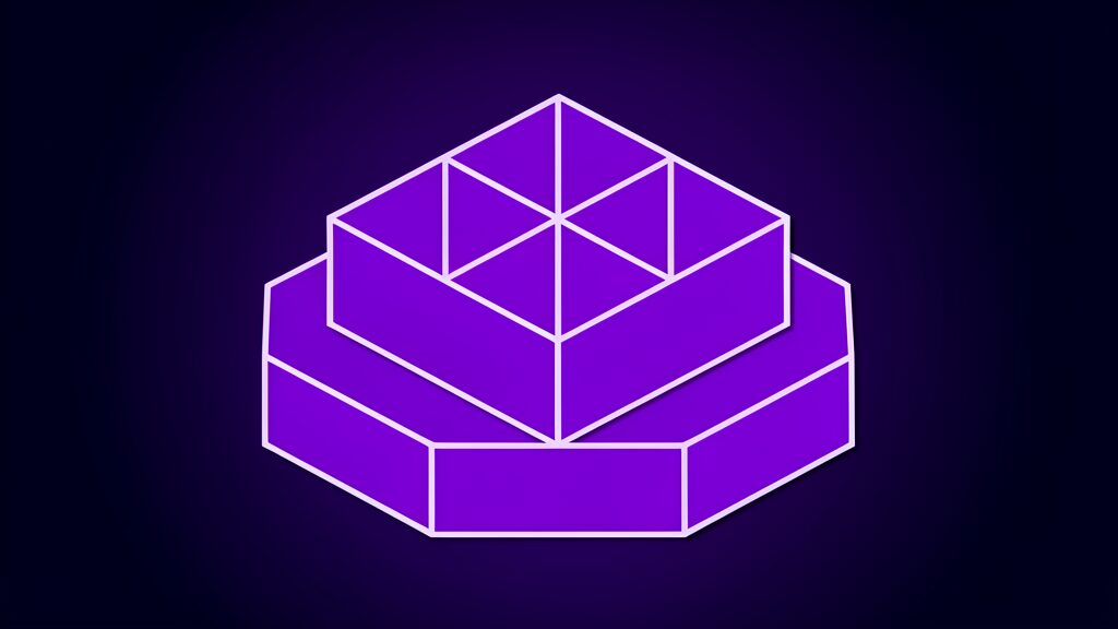 Violet square slab divided into four equal compartments, standing for the four engines behind one Thordata SERP API endpoint