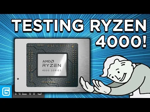 progressive Robot thumbnail showing an AMD Ryzen 4000 Series chip and the text "TESTING RYZEN 4000!" with a cartoon figure pointing