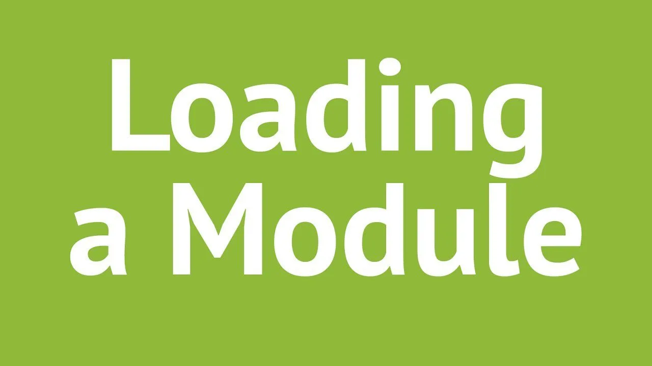 progressive Robot loading screen with large white text reading Loading a Module on a green background