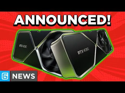 Progressive Robot, announced graphic with RTX 4090 and RTX 4080 GPUs on a red background and "G NEWS" logo