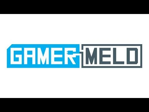 Progressive Robot GAMER MELD logo in blue and gray block letters on a white background