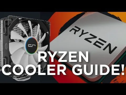 progressive Robot graphic showing a CPU air cooler and a Ryzen chip with the text “RYZEN COOLER GUIDE!”
