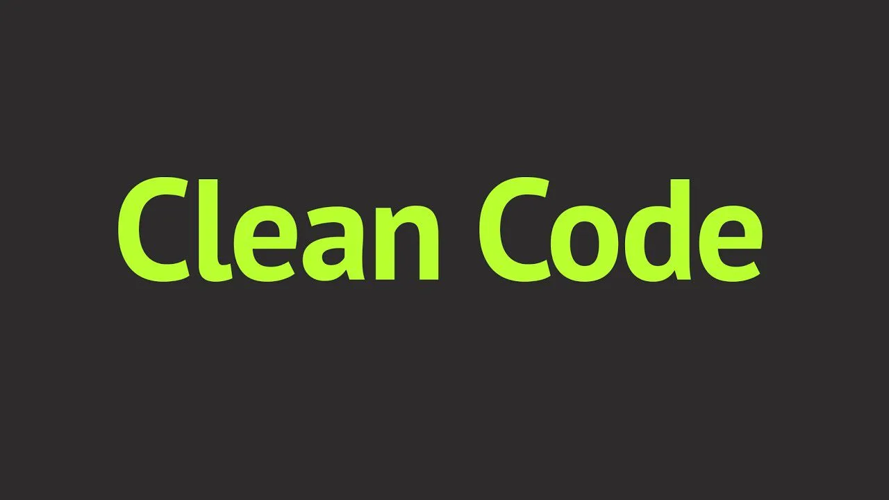 Progressive Robot text “Clean Code” in bright green on a dark gray background