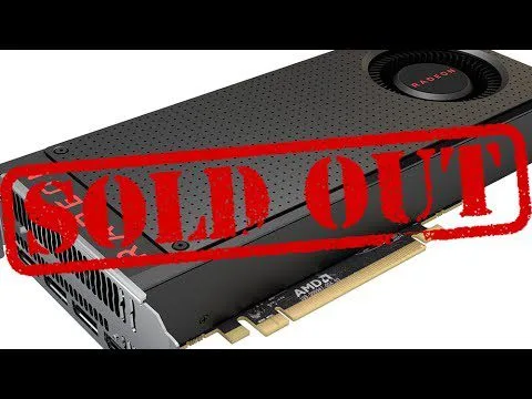 progressive Robot, AMD Radeon graphics card with a red SOLD OUT stamp across it
