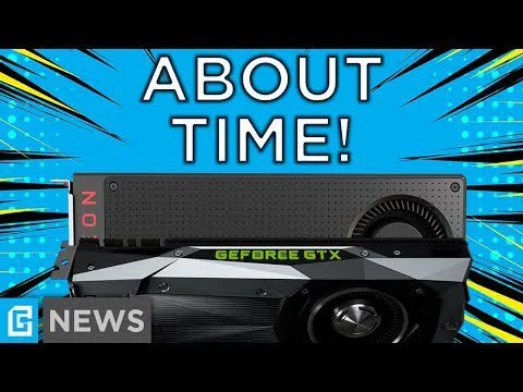 progressive Robot graphics card with “ABOUT TIME!” text above and “G NEWS” logo in the corner