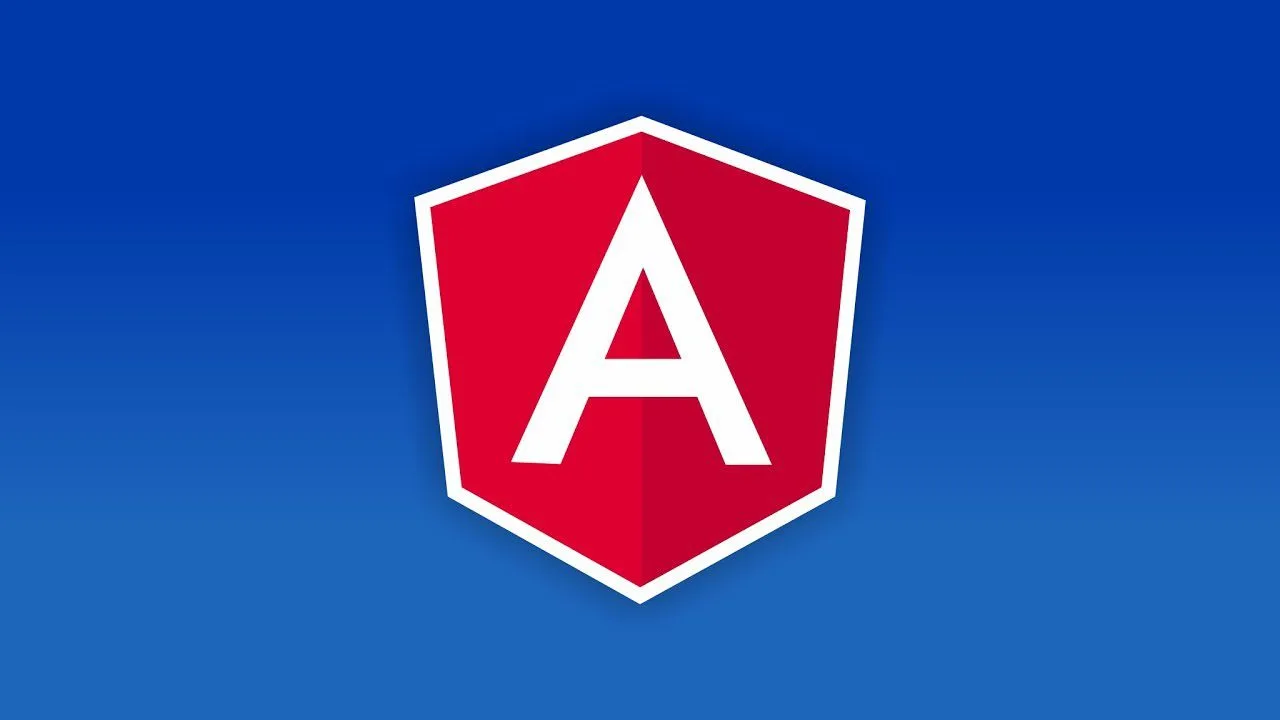 progressive Robot Angular logo with white A inside a red shield on a blue background