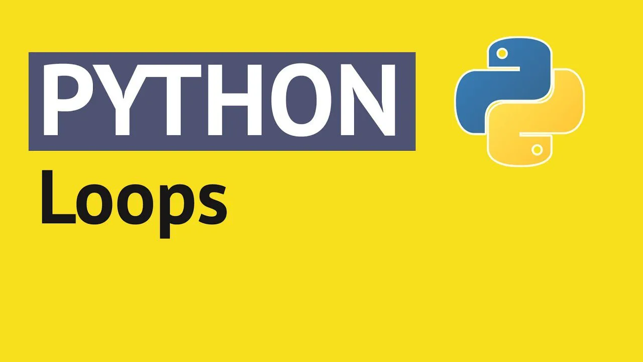 progressive Robot Python Loops title with Python logo on a yellow background