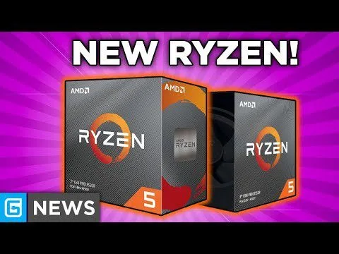 progressive Robot graphic with AMD Ryzen processor boxes and large text reading NEW RYZEN!