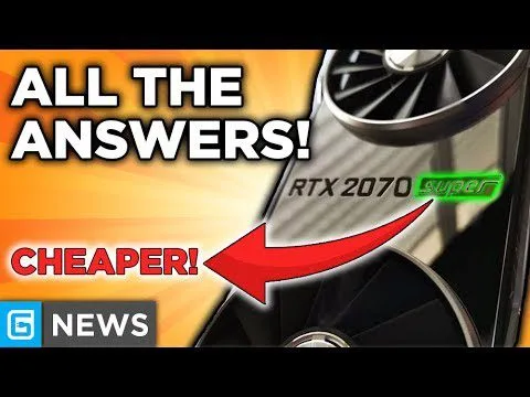 progressive Robot thumbnail showing an RTX 2070 Super GPU with text “ALL THE ANSWERS!” and “CHEAPER!” plus a red arrow and “NEWS” badge