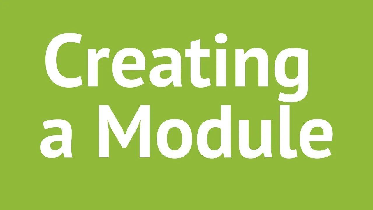 progressive Robot text reading Creating a Module on a green background