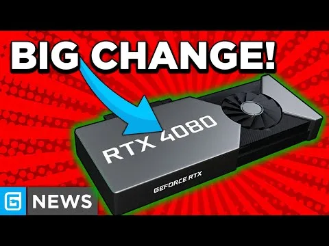progressive Robot thumbnail showing RTX 4080 graphics card with blue arrow and text BIG CHANGE! and G NEWS logo