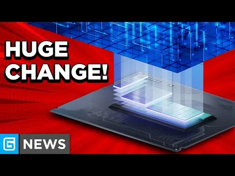 progressive Robot thumbnail with bold text Huge Change! and a futuristic microchip and glowing circuit grid in blue and red
