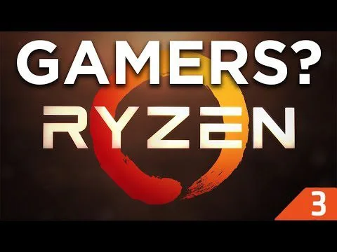 progressive Robot with “GAMERS?” above “RYZEN” and an orange circular logo on a dark background, with a small “3” in the corner