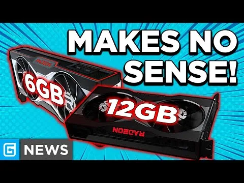 progressive Robot, graphics cards labeled 6GB and 12GB with headline “MAKES NO SENSE!” and “NEWS” badge
