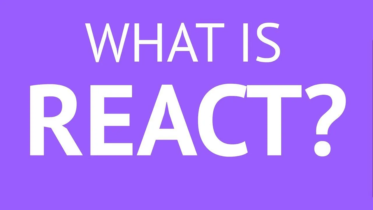 progressive Robot graphic with large white text reading What is REACT? on a purple background