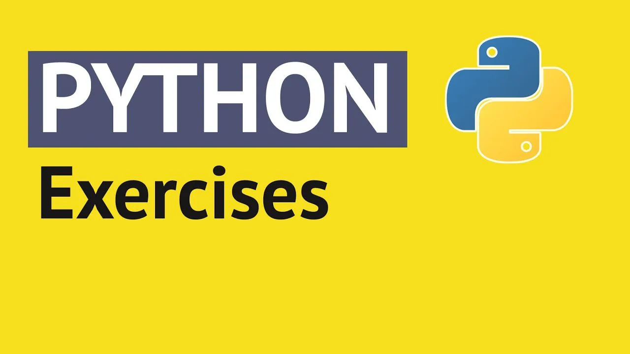 progressive Robot Python Exercises text on yellow background with the Python logo in the top right