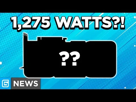 progressive Robot graphic with “1,275 WATTS?!” above a blacked-out device silhouette and “G NEWS” label on a blue background